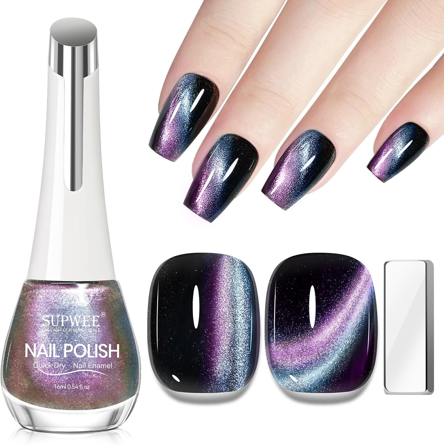 Cat Eye Nail Polish Non Gel with Magnet Quick Dry Cateye Magnetic Nail Polish fo