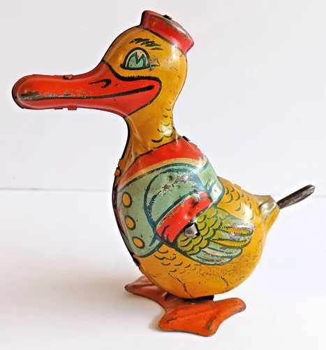 J Chein Tin Litho Toy Duck Wind Up Vintage 1930s Donald Like Non Working