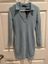 Maternity Bay Blue Plunge Polo Nick Mini Dress Size 4