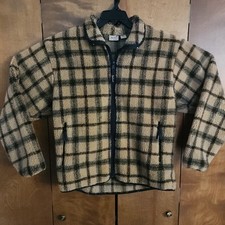 D7 Woolrich Mens Fleece Plaid Full Zip Jacket Size L Made in USA