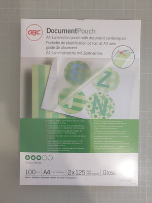 GBC Laminierfolien DIN A4, 2 x 125 micron, glänzend, 100 Stück (3200723)