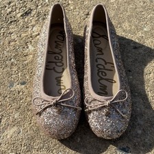 Sam Edelman Gold Sparkle Glitter Ballet Flat Slip On Girls Size 3