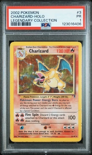 2002 POKEMON LEGENDARY COLLECTION #3 CHARIZARD-HOLO PSA 1