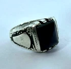 Sleek 925 Sterling Silver Ring with Square Black Onyx - 6g - Size 12 US