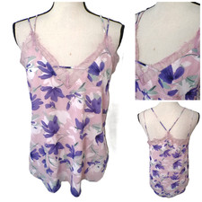 Y2K Cami M Pink Purple Satin Eyelash Lace Ethereal Coquette Whimsigoth Fairygoth