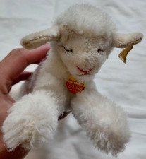 Vtg Steiff Floppy Lamby White Lamb w/ Button Chest Tag 10 Germany