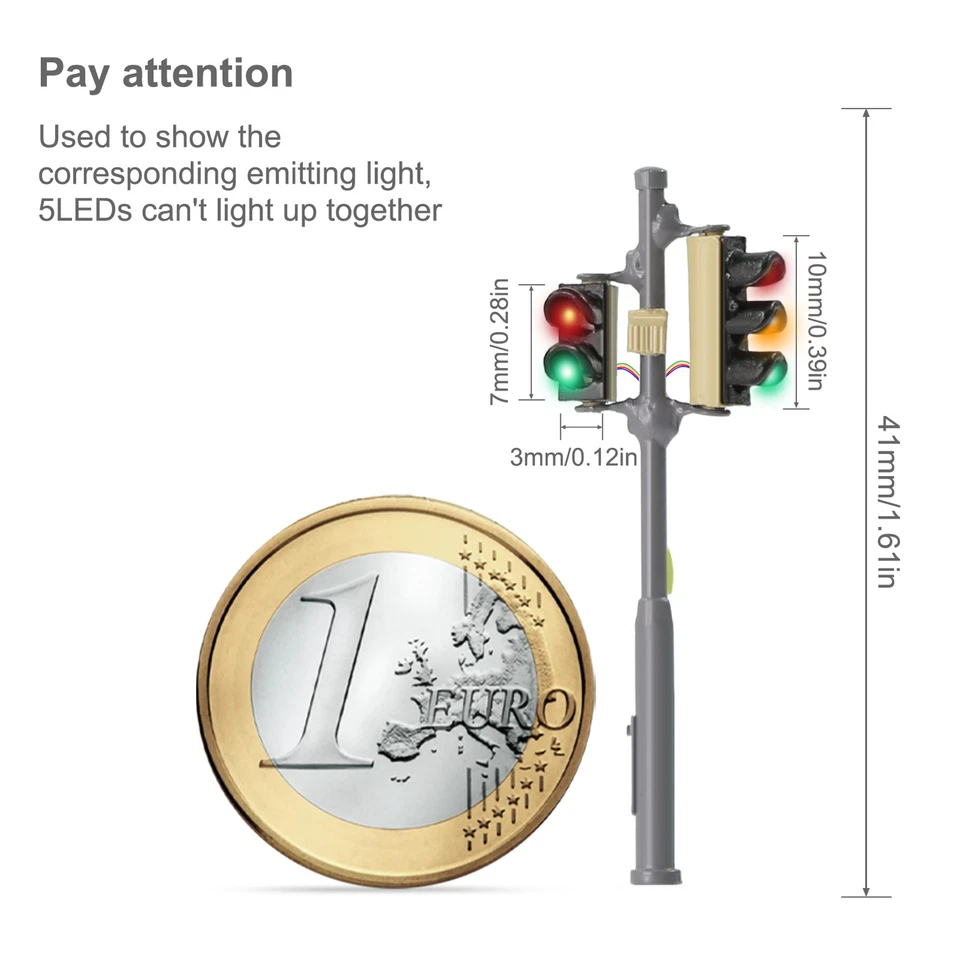 Evemodel 2pcs HO Scale Right-hand Traffic Lights Red Yellow Green Block Signals - Image 4 of 4
