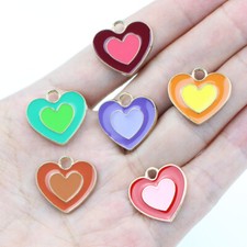 18pcs 19x21mm Mixed Alloy Enamel Heart Pendants Charms for DIY Jewelry Making