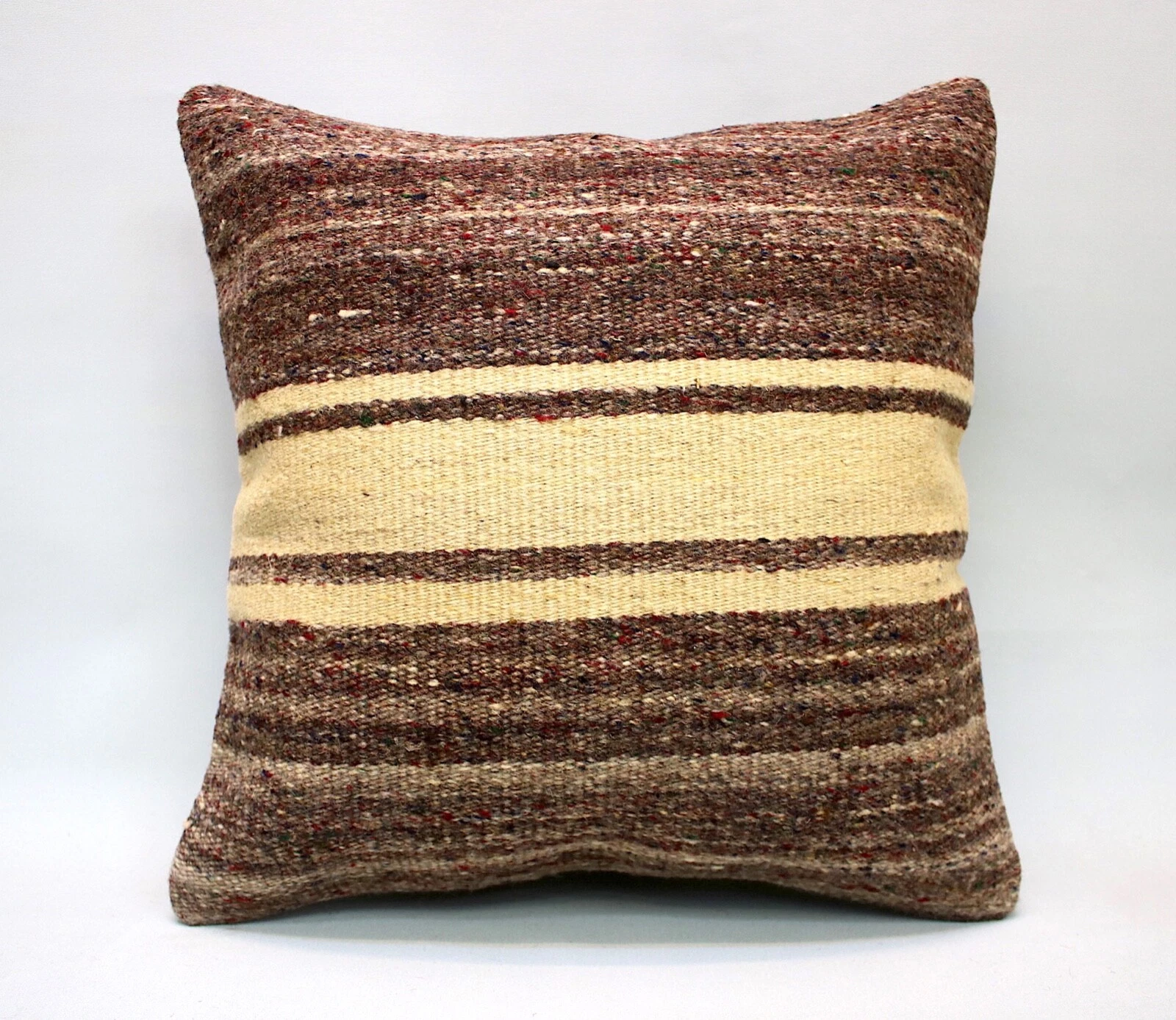 Kilim Square Pillow, 18x18 in, Decorative Throw Cushion, Handmade Vintage Pillow
