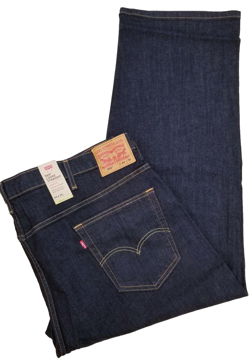 Levis Flex 569 Loose Straight Mens Stretch Jeans 44X30 Dark Blue W44L30  #350 | eBay