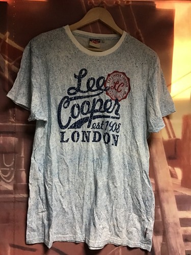 Mens Lee Cooper White Blue T Shirt Size 