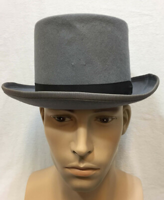 Top Hat Cap Size XL Planar Merino 100% Wool Gray Leather