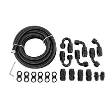 8AN 18P Fuel Line Kits AN8 Nylon Braided Fuel Line Hose Fitting Kit CPE 20FT