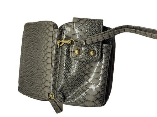 Grey Snakeskin Print Wrist Wallet 4x6 - Picture 2 of 10