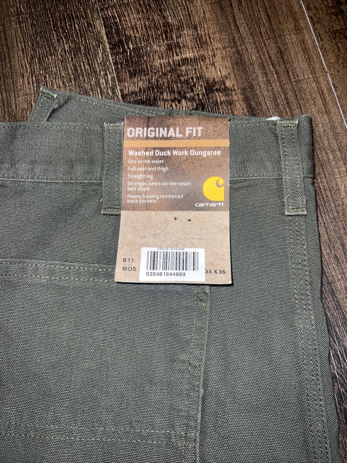 NEW Carhartt Men's Washed Duck Work Dungaree Pants (B11MOS) 34x36 NEW