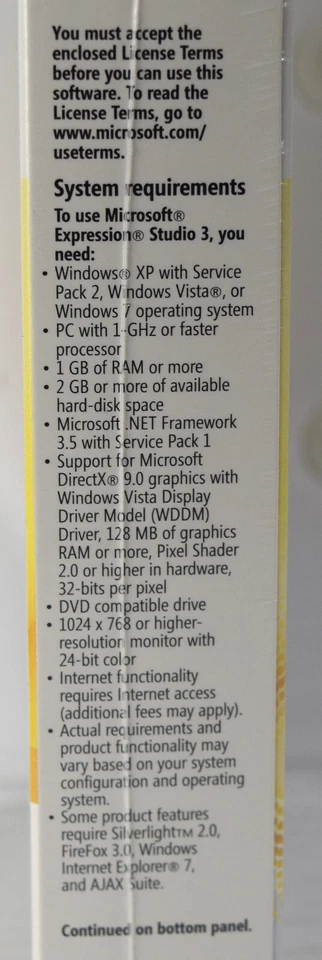Microsoft Expression Studio 3 (Academic RETAIL Version) NEW SEALED! - Image 3 of 4