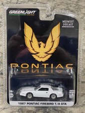 Greenlight White 1987 Pontiac Firebird GTA 1/64 Plain Wheels Midwest Exclusive