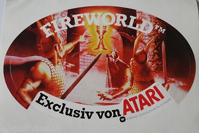 Werbe-Aufkleber Atari Fireworld 80er Videogame VCS 2600 Spielkonsole Computer