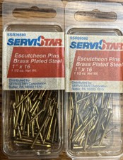 Lot Of 2: 16 X 1" Brass Plated Escutcheon Pins 1.5 oz. Pack Servistar