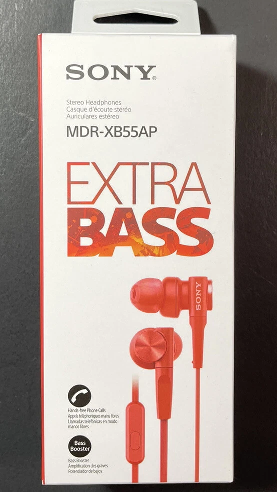 Official Sony Extra Bass Stereo Earphone MDR XB55AP RED NEW eBay