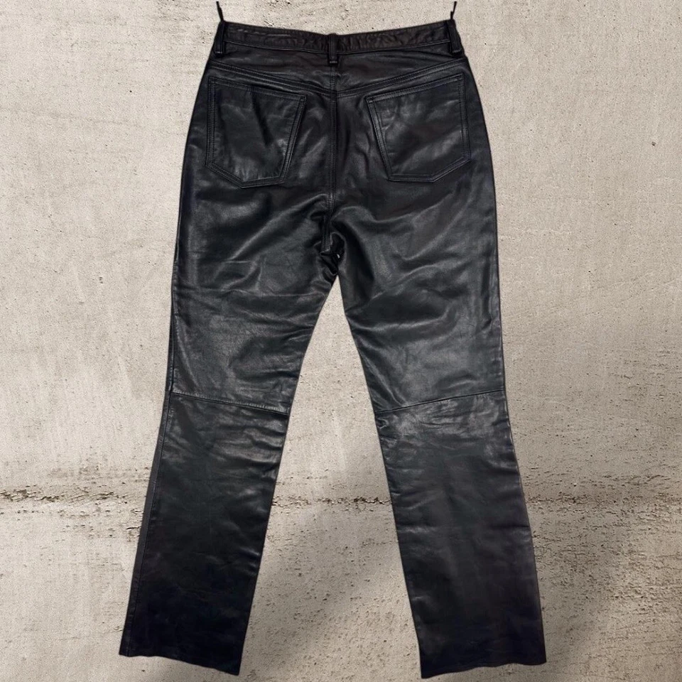 Banana Republic кожаные брюки прямой ноги черный натуральной кожи размер 6 - Изображение 3 из 4