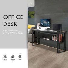 47" Computer Desk Laptop Table Study Workstation Home Office Furniture Bookshelf