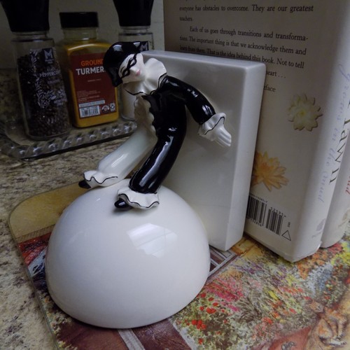 Vintage Art Deco Pierrot French Pantomime Clown Ceramic Bookends - Picture 4 of 12