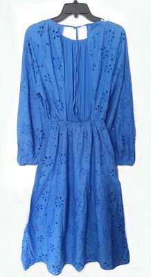 NWT H&M Cotton Eyelet Embroidery Tie-detail Midi Dress w/ Open Back Blue XS S XL | eBay NWT H&M Cotton Eyelet Embroidery Tie-detail Midi Dress w/ Open Back Blue XS S XL | eBay