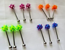 SFASHION SILVER TONE MULTI COLOR TONGUE PIERCING JEWELRY LOT OF 12 PIECES