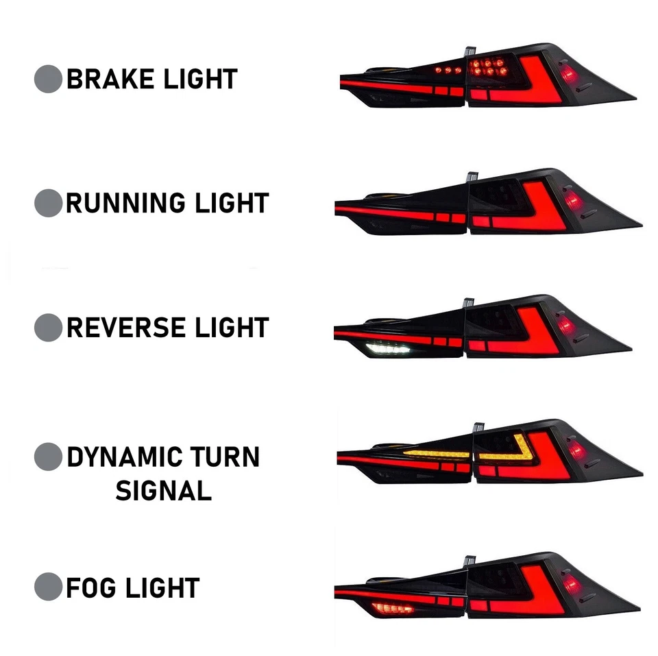 Дымчатые светодиодные задние фонари для седана Lexus IS250 IS300 IS350 2014-2020 с анимацией - Изображение 3 из 4