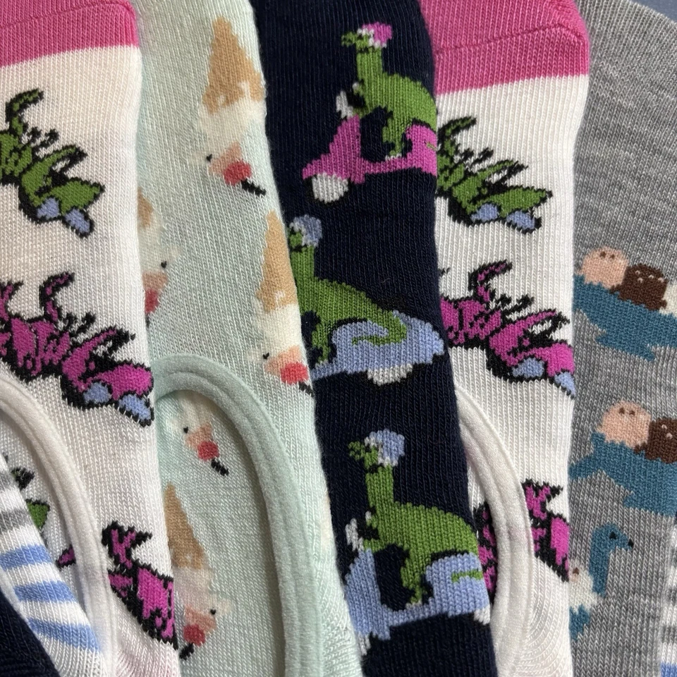 Calcetines Xhilaration para mujer forros antideslizantes 9 pares rayas dinosaurios nuevos con etiquetas Foto 3 de 4