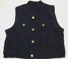 Boys Hot Leathers Black Denim Biker Vest - M - Snap Front
