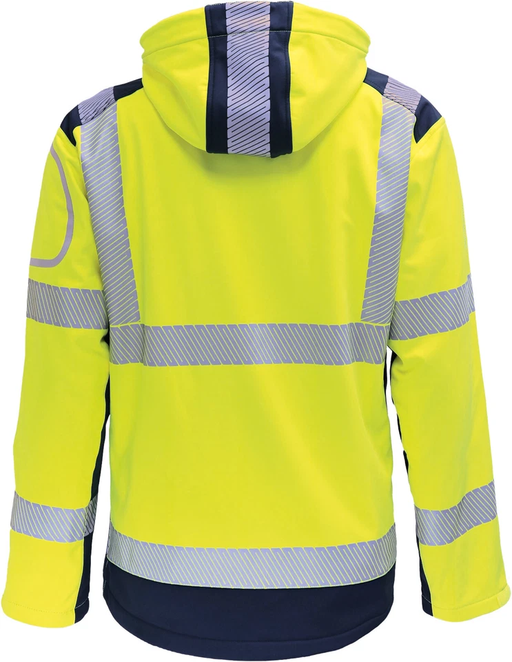 Vizwell Warnschutz Softshelljacke Arbeitsjacke leuchtgelb wasserabweisend - Bild 2 von 4
