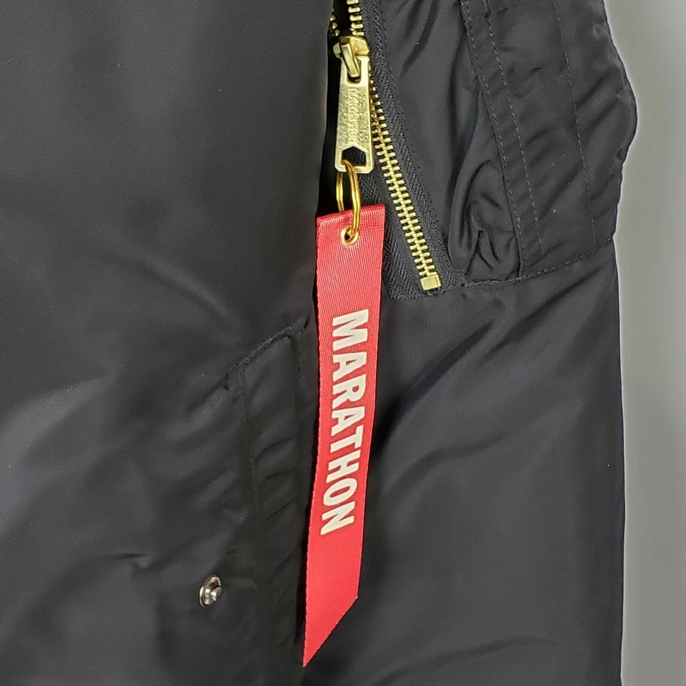 Chaqueta de bombardero Nipsey Hussle TMC The Marathon Continues Crenshaw negra grande Foto 4 de 4