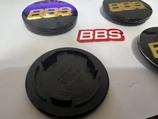 Set Of 4 BBS Black & 3-D Gold 70mm Center Caps 09.24.030 Emblem Hubcap