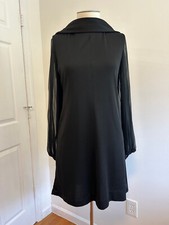 Vintage R K Originals Women's Dress 60s Black Evening Sheath Sash Collar Small