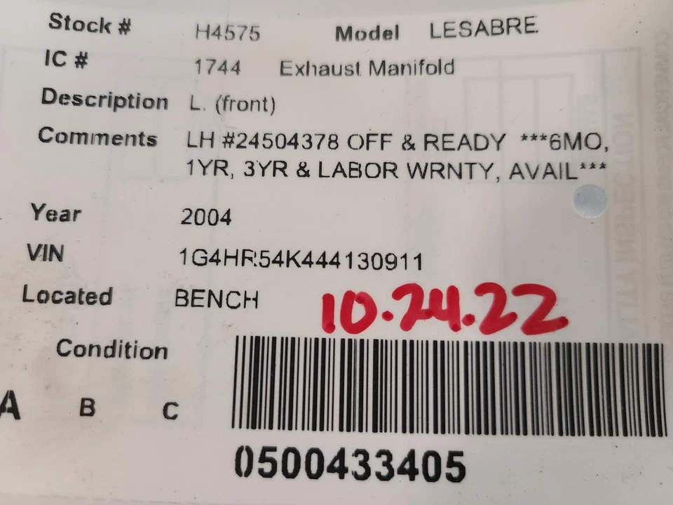 Colector de escape delantero izquierdo usado se adapta a: Buick Lesabre 2004 3,8 L L. delantero delantero Le Foto 4 de 4