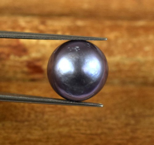 Pietra preziosa rotonda naturale 5,70 ct Tahiti grigiastra nera dei mari del sud E3631 - Foto 4 di 9