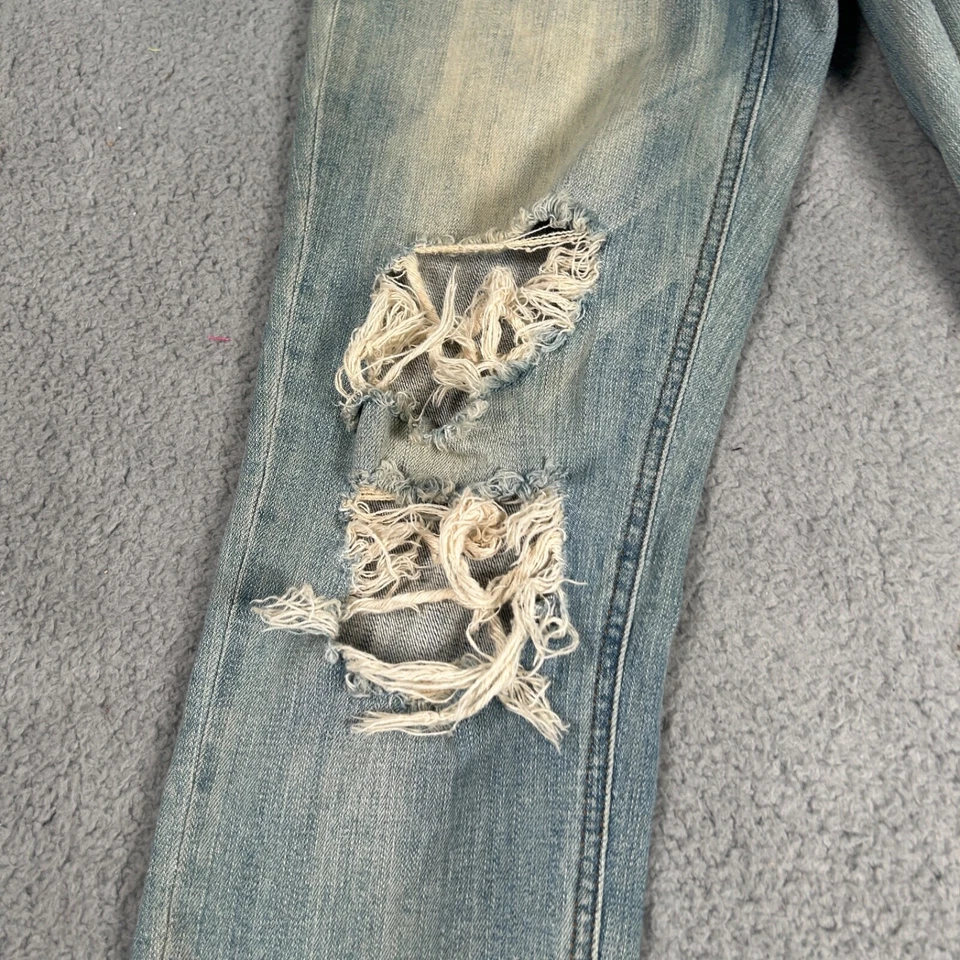 Jeans Eunina Boyfreend para mujer 5 azules denim desgastados destruidos tiro bajo recortados Foto 4 de 4