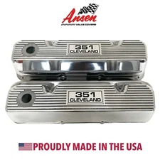 Ford 351 Cleveland Valve Covers Polished - Die-Cast Aluminum - Ansen USA