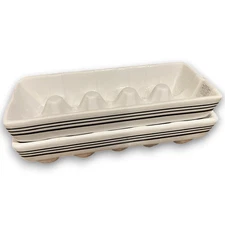 Red Shed Home Gifts Ceramic Egg Crate Tray Set of 2 White Navy Striped Farmhouse