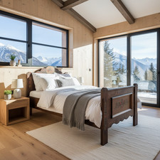 Voglauer Bett Landhaus 1800 braun antik Holzbett Einzelbett Kinderbett Gästebett