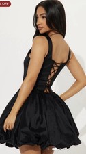 NWT Fashion Nova black structured open back bubble mini dress XS