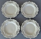 4 Vintage LEEDS Creamware Reticulated Porcelain 7" Plates Embossed SWAGS Flowers — photo 3
