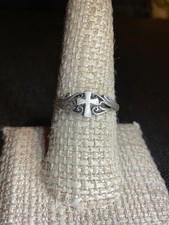 Vintage Sterling Silver 925 Cross Ring Signed A Size 8.5
