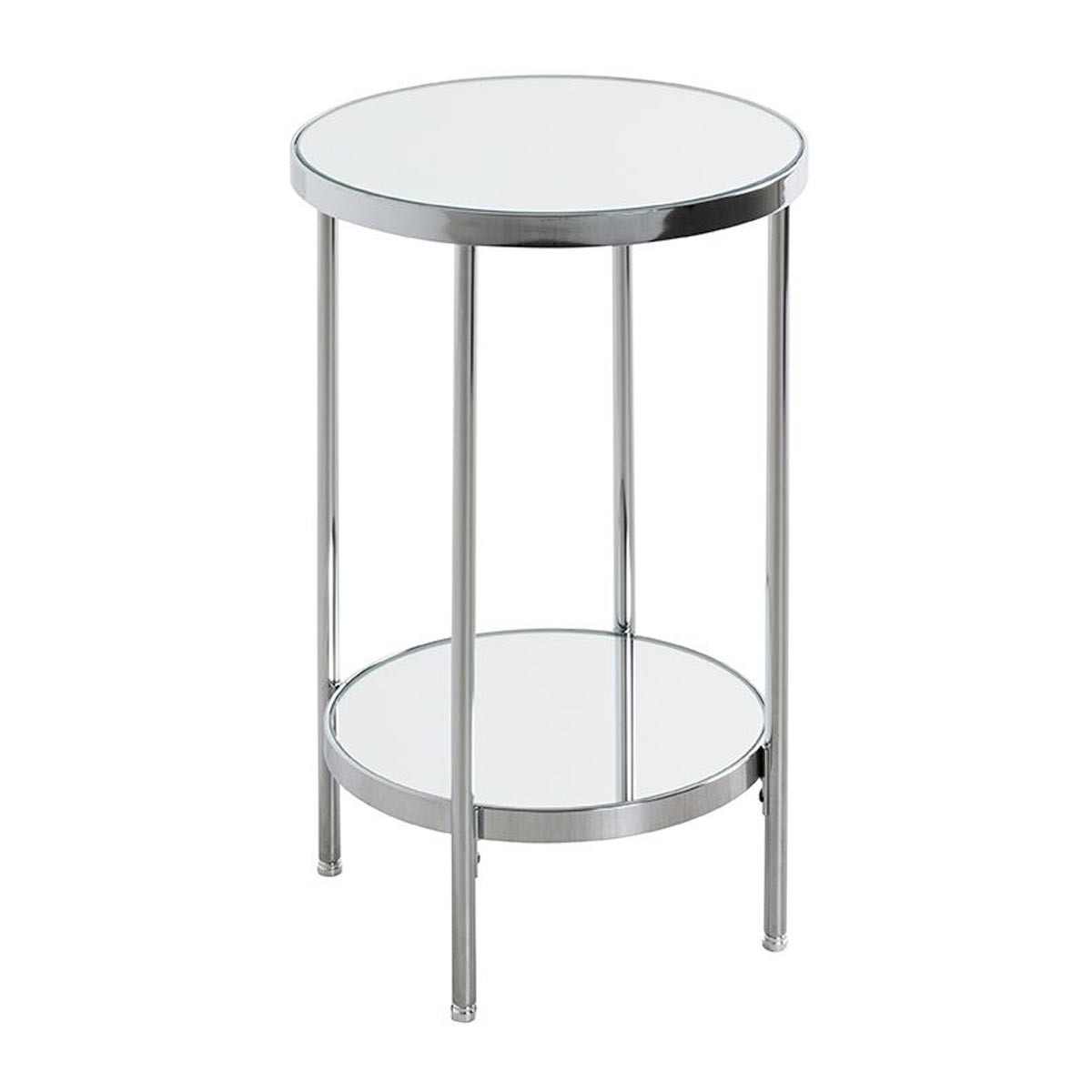 Table ronde Palace 46cm en chrome brillant au design architectural