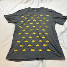 Men's Large Burger King Casual T-Shirt Uniform Gray Short Sleeve Crown Pattern