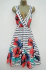 PER UNA IVORY NAVY STRIPE WRAP FLORAL COTTON SUN DRESS SIZE 20 R BNWT £55 M&S