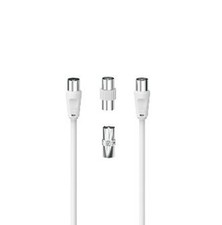 Hama Antennenanschlussset Antennenkabel 2m 2 Koax Adapter 3-teilig weiß