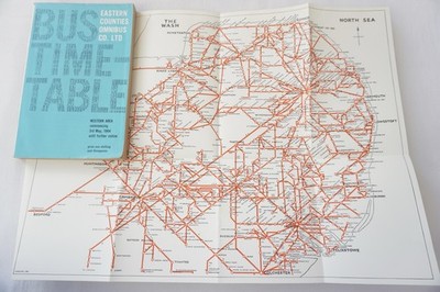 1964 Eastern Counties Busfahrplan mit Karte Western Area mit Karte